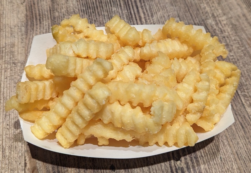 Crinkle-cut fries viewed from above